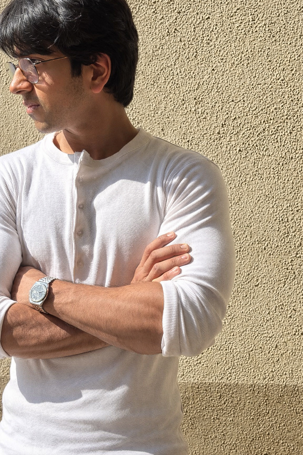 KESINGTON HENLEY TEE (FULL SLEEVE) - WHITE