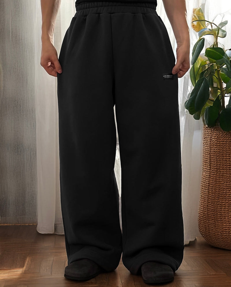 BAGGY BOOTCUT SWEATPANTS - BLACK