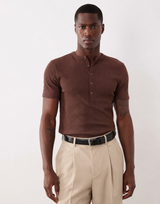 KESINGTON HENLEY MUSCLE TEE - RICH MOCHA