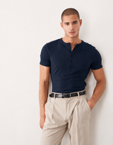 KESINGTON HENLEY MUSCLE TEE - MIDNIGHT