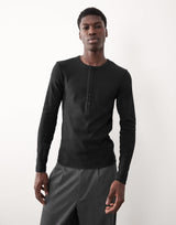 KESINGTON HENLEY TEE (FULL SLEEVE) - BLACK