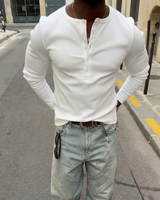 KESINGTON HENLEY TEE (FULL SLEEVE) - WHITE