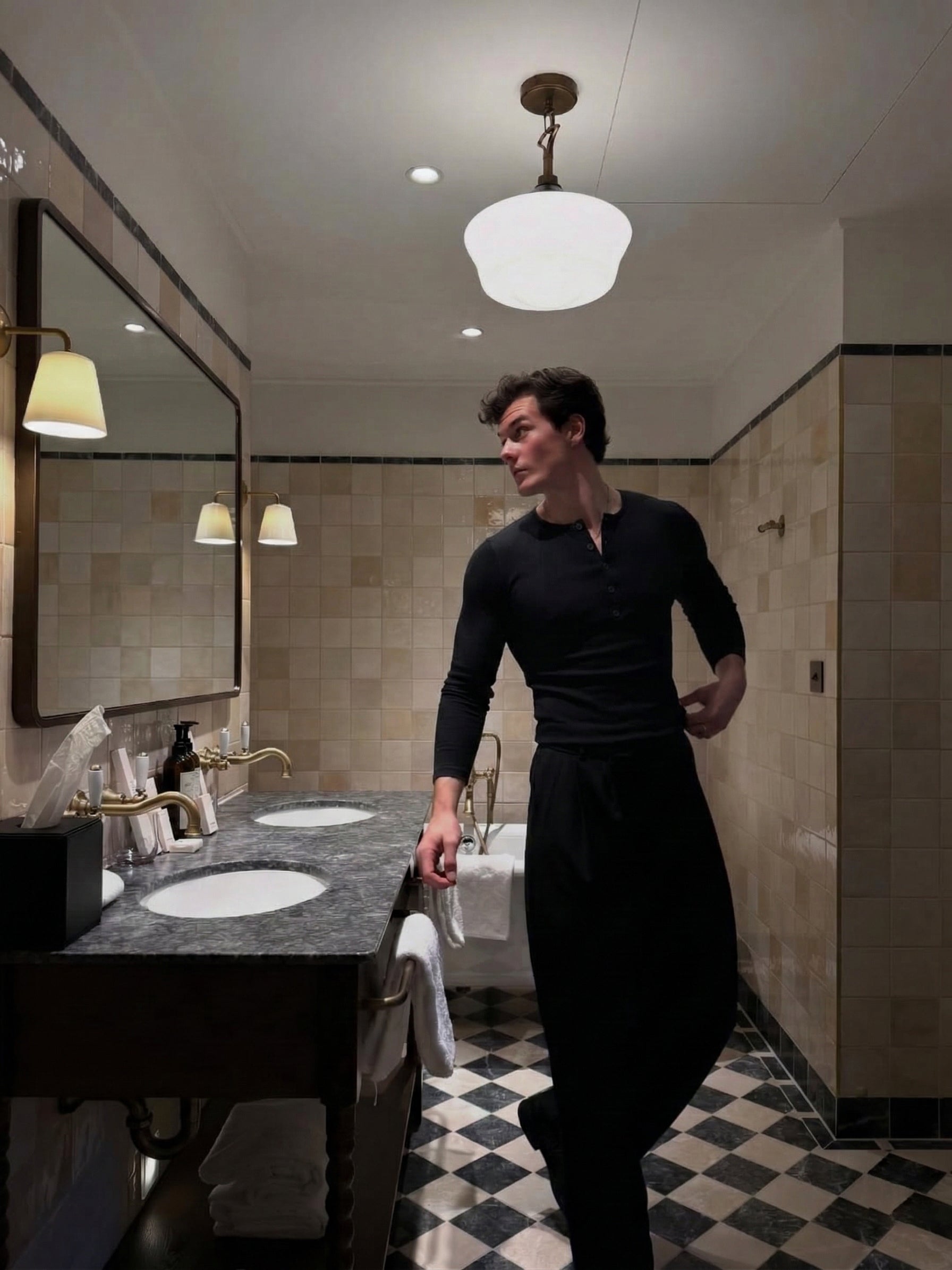 KESINGTON HENLEY TEE (FULL SLEEVE) - BLACK