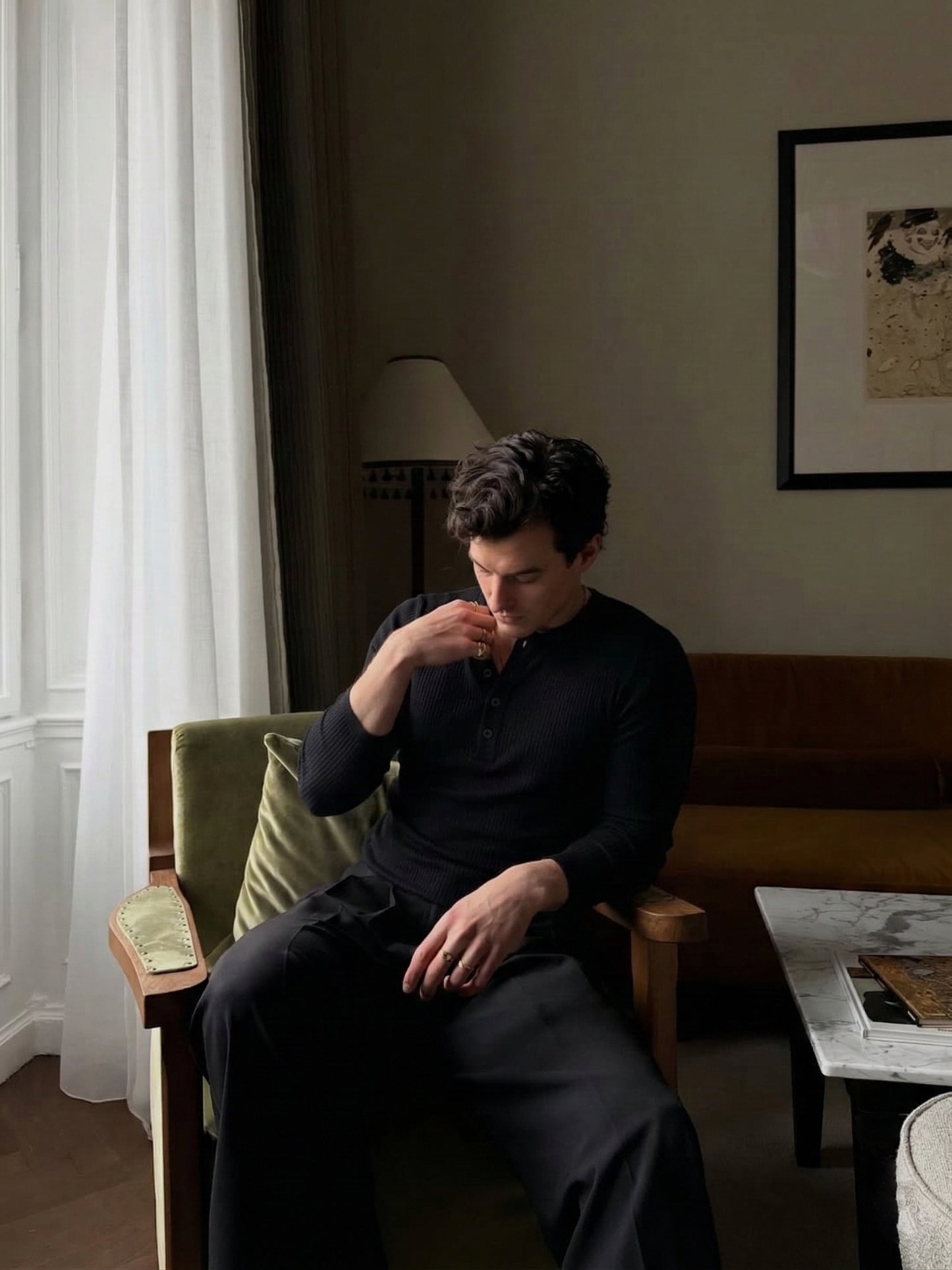 KESINGTON HENLEY TEE (FULL SLEEVE) - BLACK