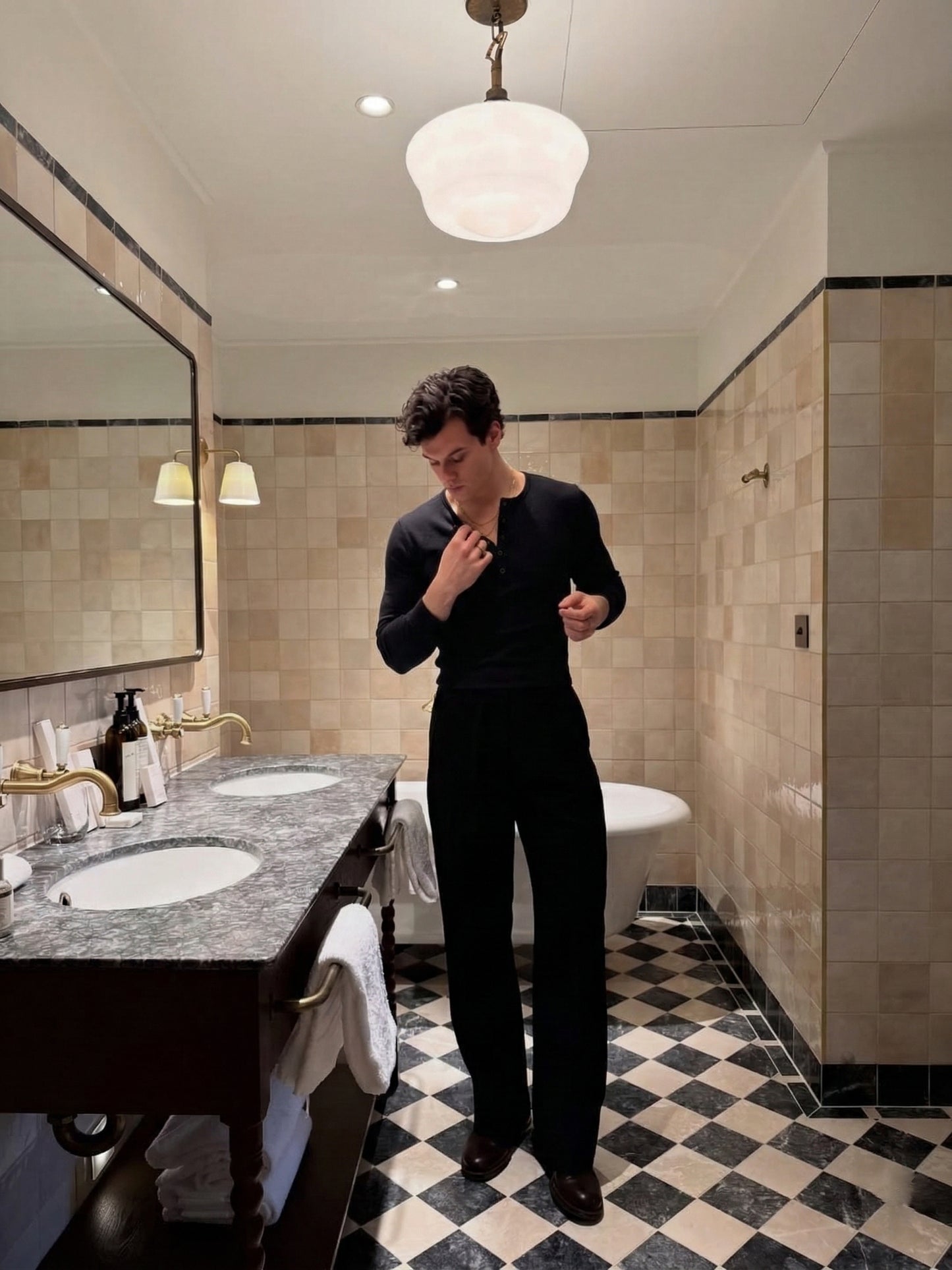 KESINGTON HENLEY TEE (FULL SLEEVE) - BLACK