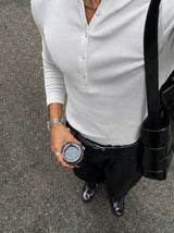 KESINGTON HENLEY TEE (FULL SLEEVE) - WHITE