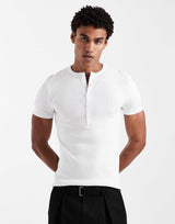 KESINGTON HENLEY MUSCLE TEE - WHITE
