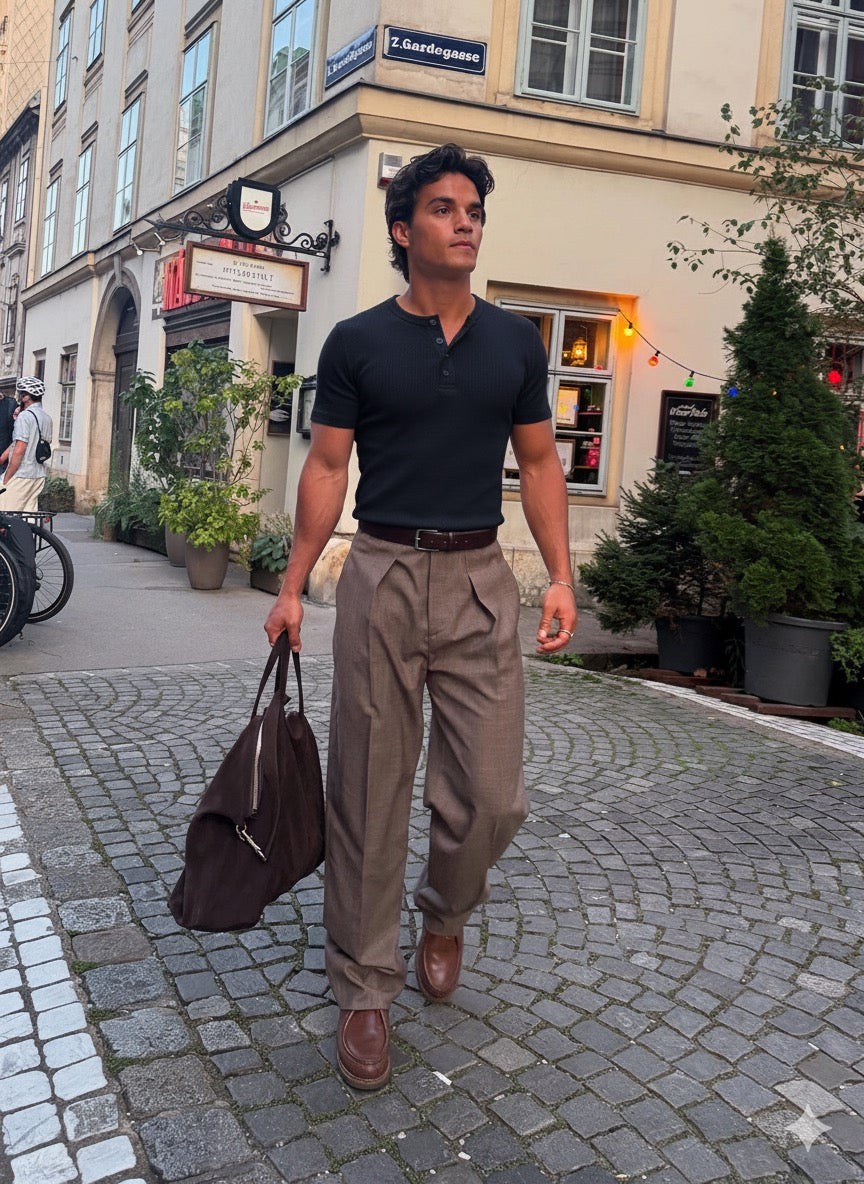 KESINGTON HENLEY TEE - MIDNIGHT