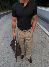 KESINGTON HENLEY TEE - BLACK