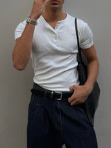 KESINGTON HENLEY TEE - WHITE