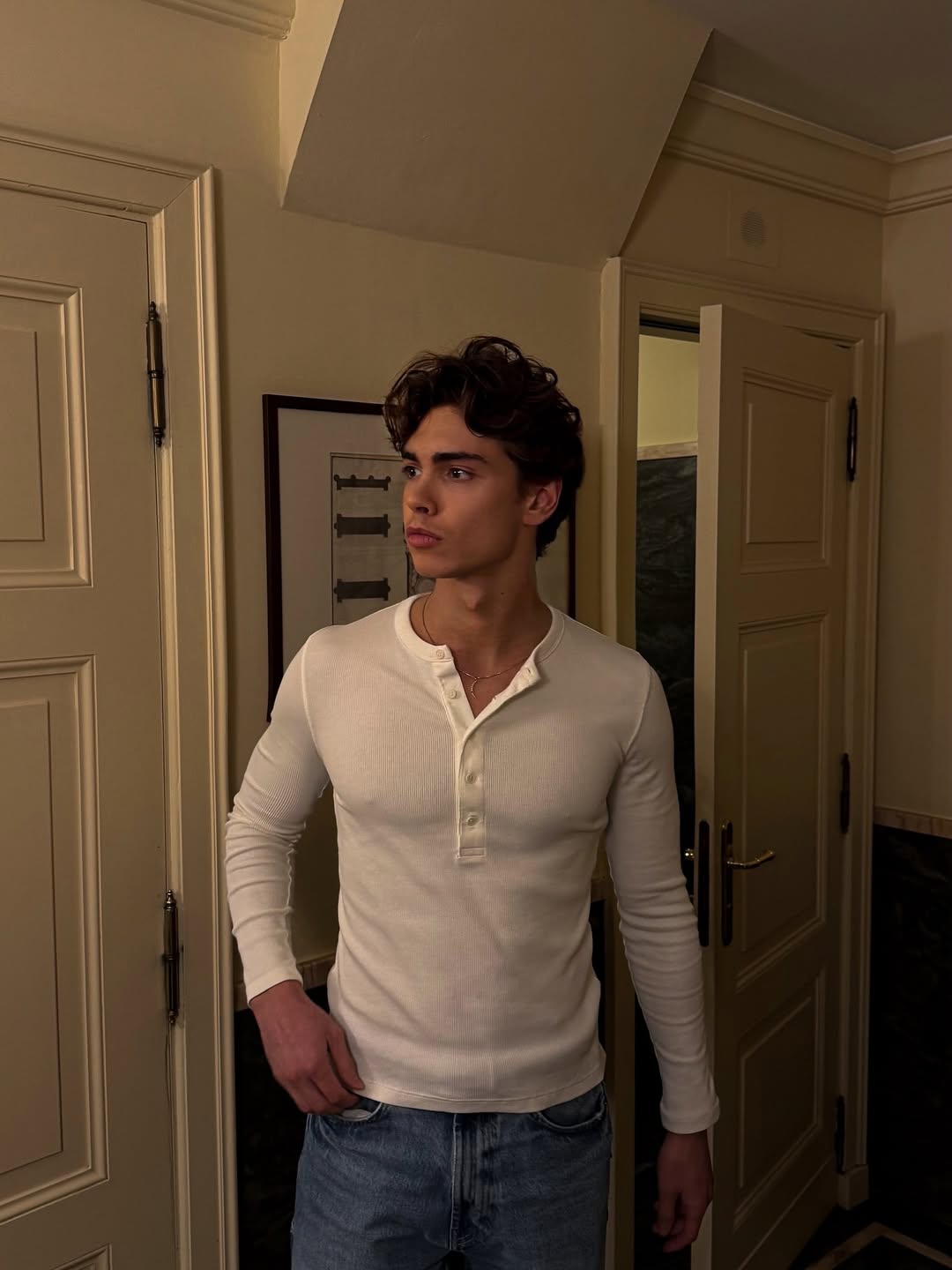 KESINGTON HENLEY TEE (FULL SLEEVE) - WHITE