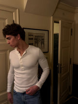 KESINGTON HENLEY TEE (FULL SLEEVE) - WHITE