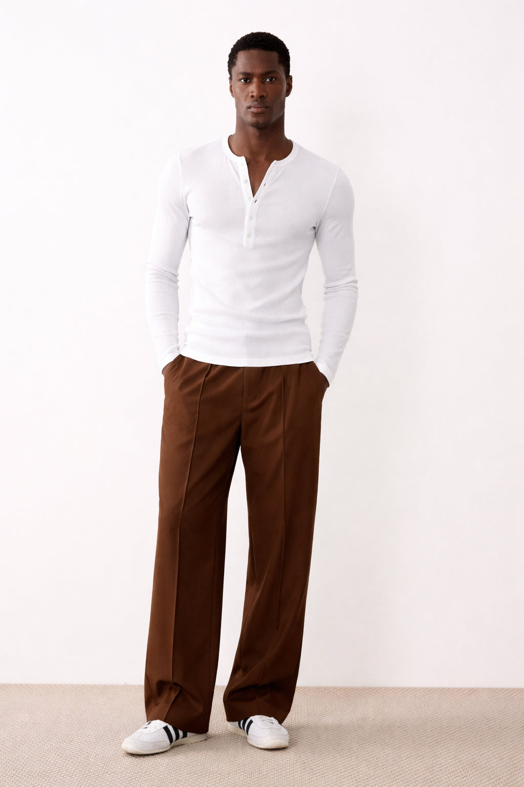 KESINGTON HENLEY TEE (FULL SLEEVE) - WHITE