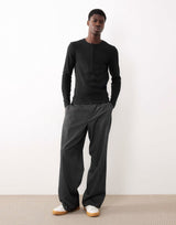 KESINGTON HENLEY TEE (FULL SLEEVE) - BLACK
