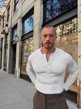 KESINGTON HENLEY TEE (FULL SLEEVE) - WHITE