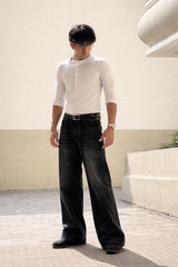 KESINGTON HENLEY TEE (FULL SLEEVE) - WHITE