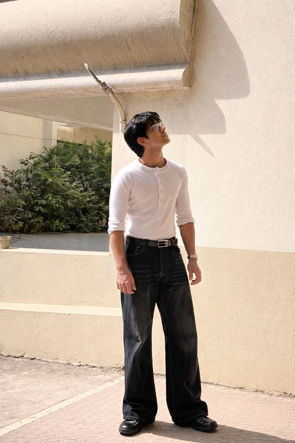 KESINGTON HENLEY TEE (FULL SLEEVE) - WHITE